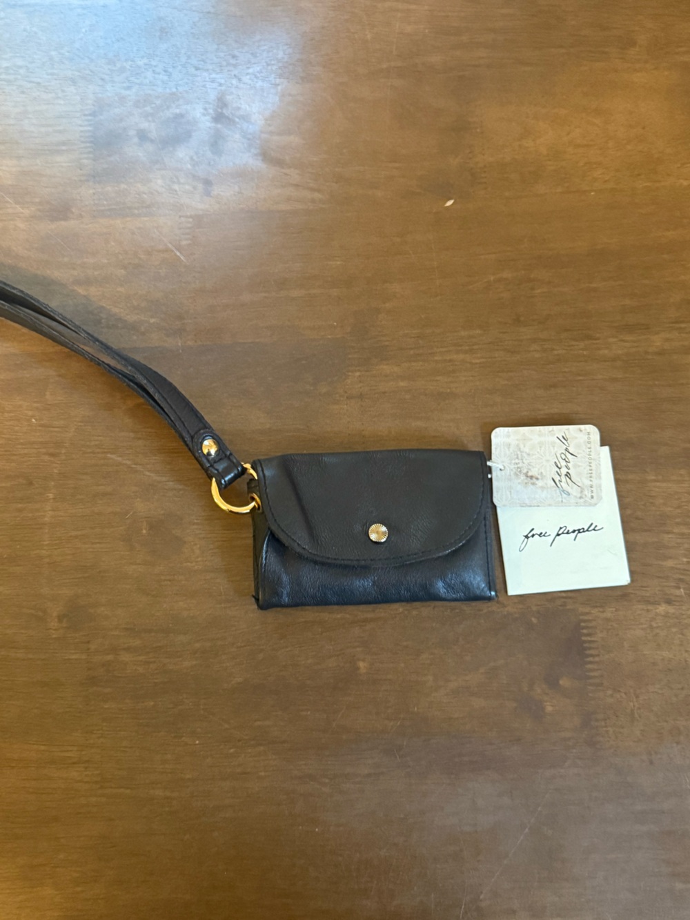 Free People Black Leather Wristlet